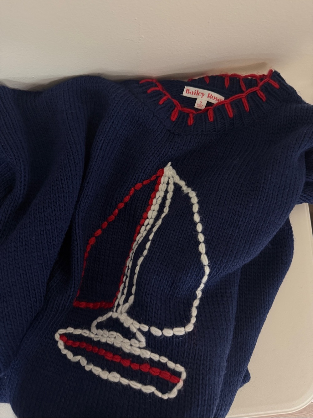 ⛵️Bailey Rose Navy Sailboat Stitching Sweater S - Picture 3 of 3